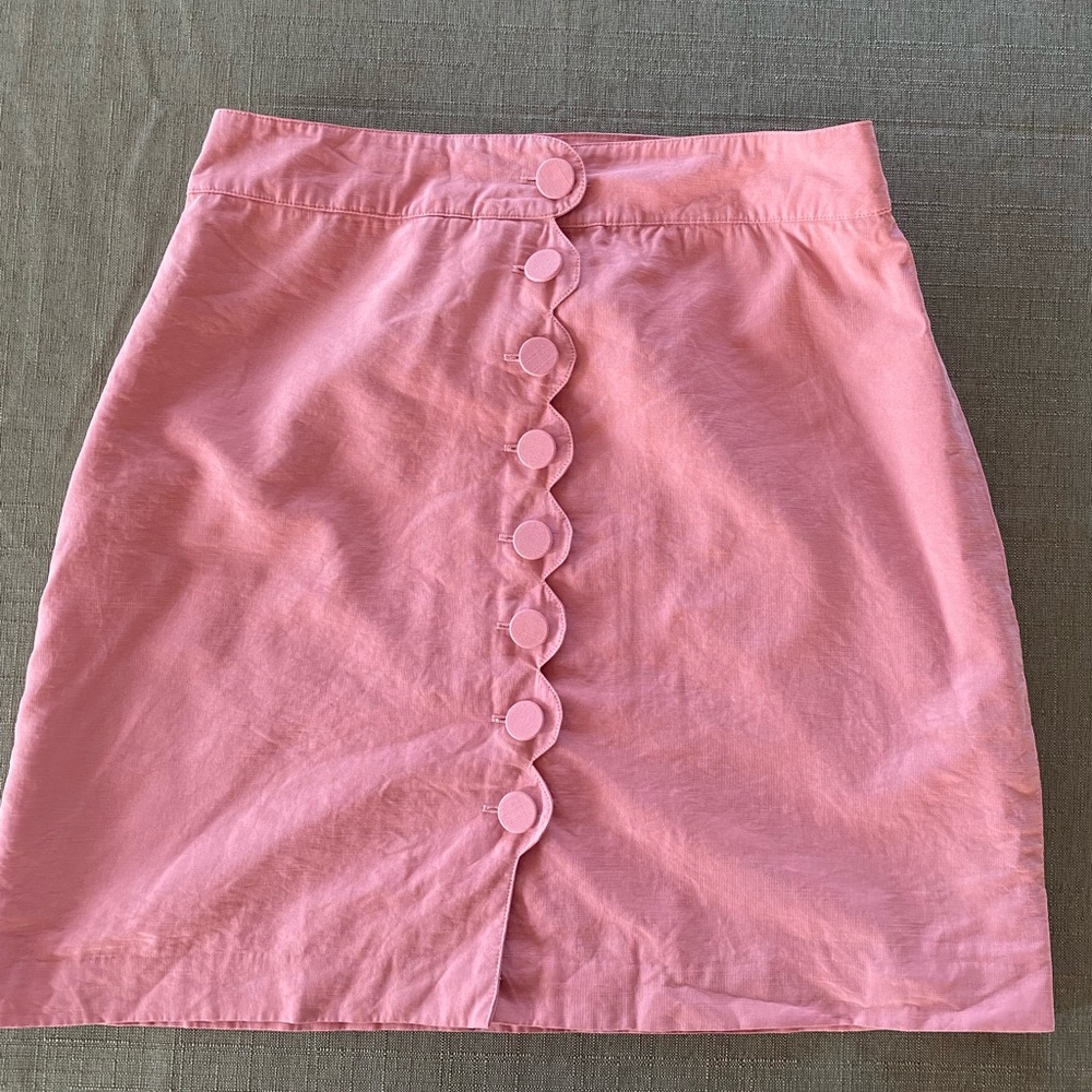 Pink Button Front Mini Pencil Skirt